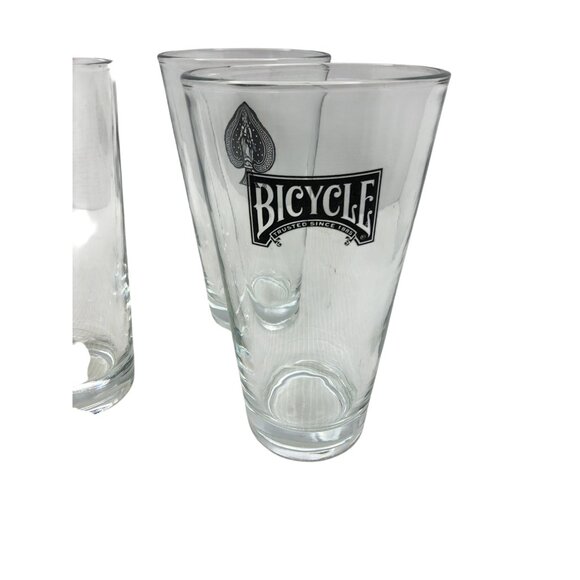 Vintage set of 4 Bicycle Cards Poker Night Beer Glasses - Picture 9 of 10